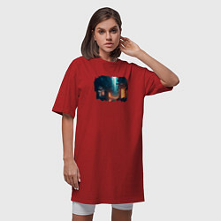 Футболка женская-платье Улицы Найт Сити, города мечты, цвет: красный — фото 2