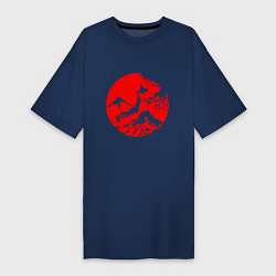 Футболка женская-платье Флаг Японии - красное солнце, цвет: тёмно-синий