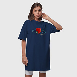 Футболка женская-платье Здоровое сердце - стетоскоп, цвет: тёмно-синий — фото 2