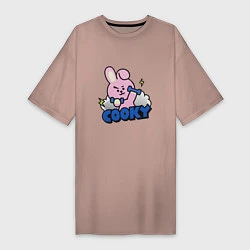 Футболка женская-платье Cooky BT21 Jungkook, цвет: пыльно-розовый