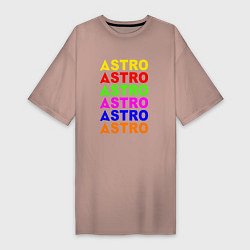 Футболка женская-платье Astro color logo, цвет: пыльно-розовый