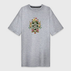 Женская футболка-платье Где женщина там праздник надпись в цветах