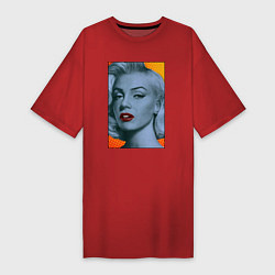 Футболка женская-платье Тонированный портрет Мэрилин Монро, цвет: красный