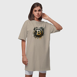 Футболка женская-платье Bitcoin BTC, цвет: миндальный — фото 2