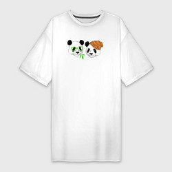 Футболка женская-платье Мишки панды, цвет: белый