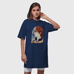 Футболка женская-платье Тодороки из аниме Моя геройская академия, цвет: тёмно-синий — фото 2