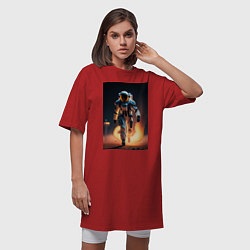 Футболка женская-платье Брутальный астронавт, цвет: красный — фото 2