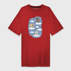 Футболка женская-платье БаранОблачность, цвет: красный