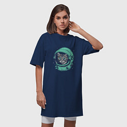 Футболка женская-платье Котик астронавт, цвет: тёмно-синий — фото 2