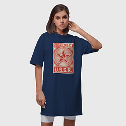 Футболка женская-платье Социализм СССР, цвет: тёмно-синий — фото 2