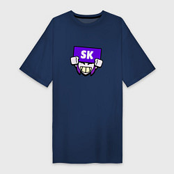Футболка женская-платье Значок болельщика SK Brawl Stars, цвет: тёмно-синий