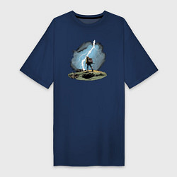Футболка женская-платье Дурак на холме ловит молнию, цвет: тёмно-синий