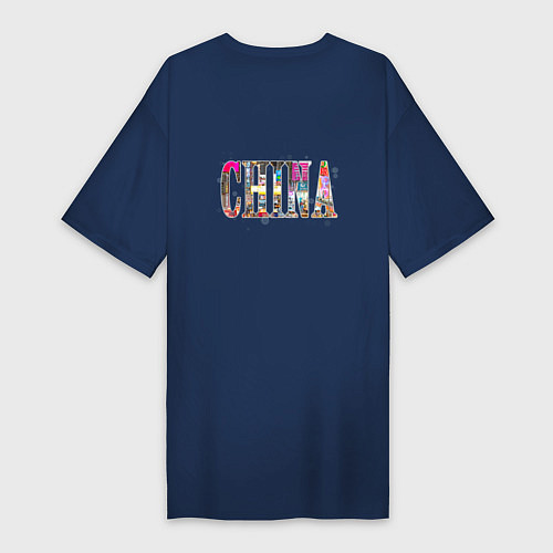 Женская футболка-платье Написано Китай / Тёмно-синий – фото 2
