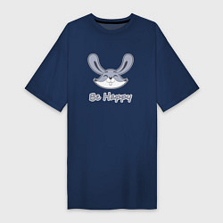 Футболка женская-платье Кролик be happy, цвет: тёмно-синий