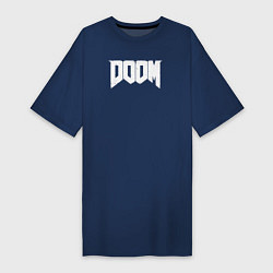 Футболка женская-платье Doom nightmare mode, цвет: тёмно-синий