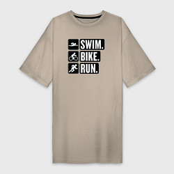 Женская футболка-платье Swim bike run