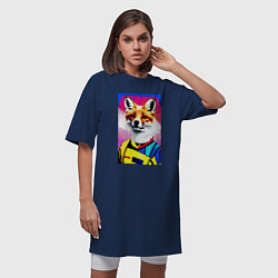Футболка женская-платье Fox - pop art - fashionista, цвет: тёмно-синий — фото 2