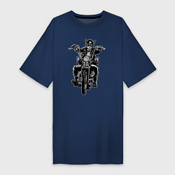 Женская футболка-платье Skull biker with beer