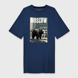 Футболка женская-платье Москва - Россия - медведь, цвет: тёмно-синий