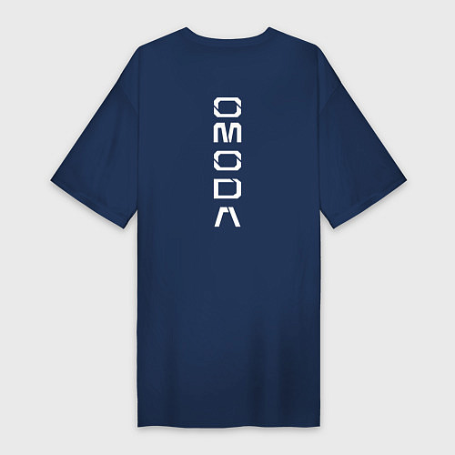 Женская футболка-платье Omoda white big logo / Тёмно-синий – фото 2