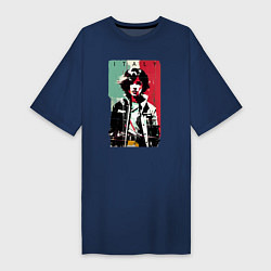 Женская футболка-платье Девчонка на фоне флага - Италия - поп-арт