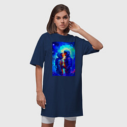 Футболка женская-платье Космическая любовь - нейросеть, цвет: тёмно-синий — фото 2