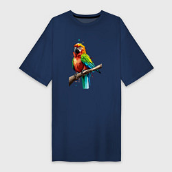 Футболка женская-платье Попугай какаду, цвет: тёмно-синий