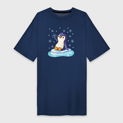 Женская футболка-платье Пингвин на льдине