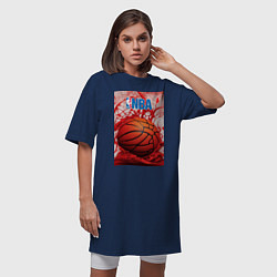 Футболка женская-платье Баскетбольный мяч nba, цвет: тёмно-синий — фото 2