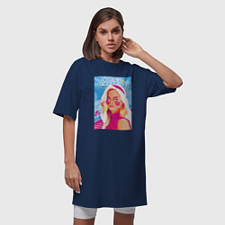Футболка женская-платье Барби Марго Робби, цвет: тёмно-синий — фото 2