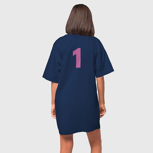 Женская футболка-платье Достойный первый - розовый / Тёмно-синий – фото 4