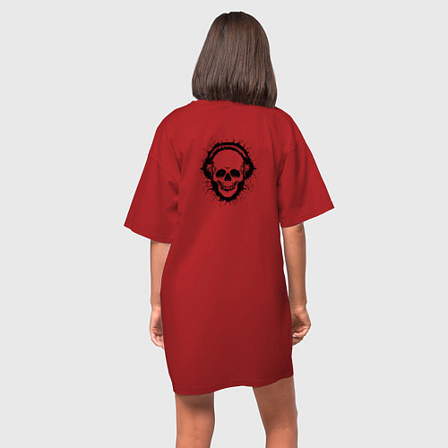 Женская футболка-платье Смеющийся череп / Красный – фото 4