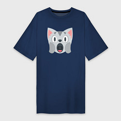 Женская футболка-платье Серый котёнок в шоке