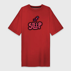 Футболка женская-платье Sleep, цвет: красный