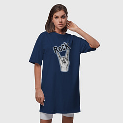 Футболка женская-платье Рок стиль, цвет: тёмно-синий — фото 2