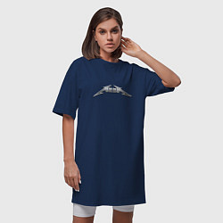 Футболка женская-платье Анна в стиле группы Металлика - стальные буквы, цвет: тёмно-синий — фото 2