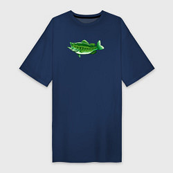 Футболка женская-платье Зелёная рыбка, цвет: тёмно-синий