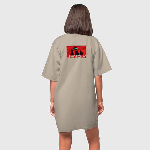Женская футболка-платье Chainsaw kids / Миндальный – фото 4