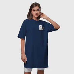 Футболка женская-платье Котик приведение, цвет: тёмно-синий — фото 2