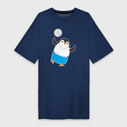 Женская футболка-платье Пингвин волейболист