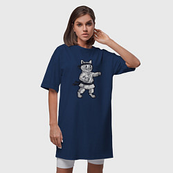 Футболка женская-платье Котик каратист, цвет: тёмно-синий — фото 2