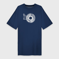Футболка женская-платье Music vinyl, цвет: тёмно-синий