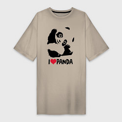 Футболка женская-платье I love panda, цвет: миндальный