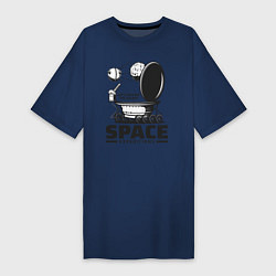 Футболка женская-платье Космическая экспедиция лунохода, цвет: тёмно-синий