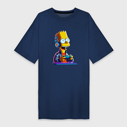 Футболка женская-платье Bart is an avid gamer, цвет: тёмно-синий