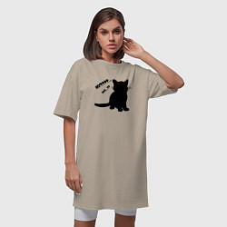 Футболка женская-платье Силуэт котёнка мур, цвет: миндальный — фото 2