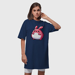 Футболка женская-платье Толстый розовый кролик, цвет: тёмно-синий — фото 2