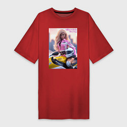 Футболка женская-платье Barbie racing - ai art, цвет: красный