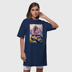 Футболка женская-платье Barbie racing - ai art, цвет: тёмно-синий — фото 2