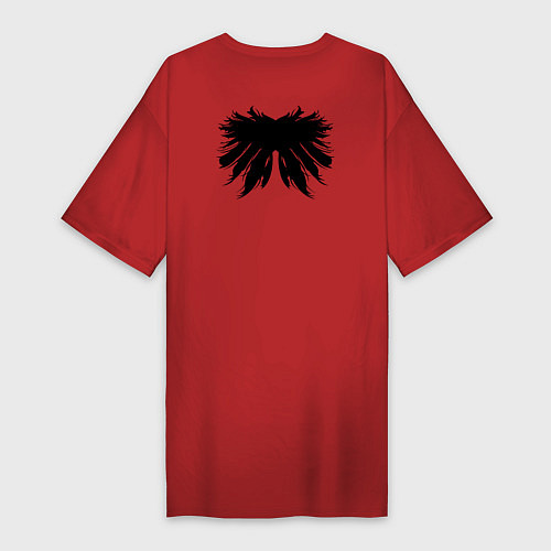Женская футболка-платье Крылья перья крест пушистые / Красный – фото 2